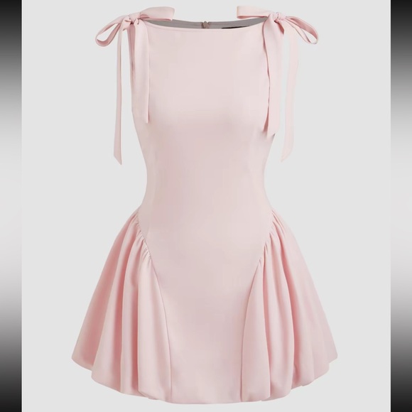 Cider Dresses & Skirts - Cider Light Pink Mini Dress with Bow Straps